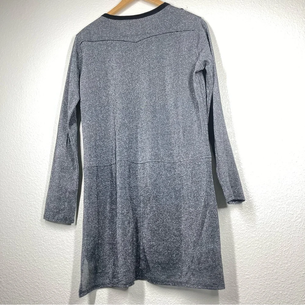 Zadig & Voltaire Metallic Dress Small Crew Neck Long Sleeves Silver Black - Picture 6 of 16